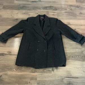 Stephanie Matthews Women Gray Wool Blend  Winter Double uble Breasted Coat Sz 16